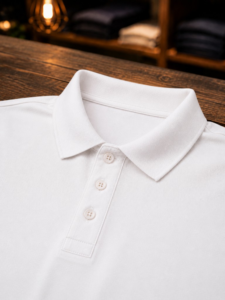 Polo Lisa Piquet branca — detalhe